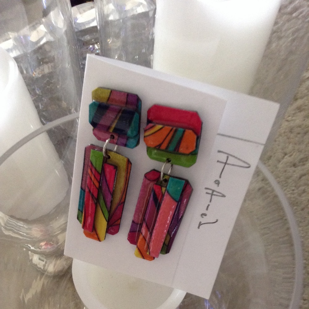 Pucci Fabric Print retro handmade earrings multi